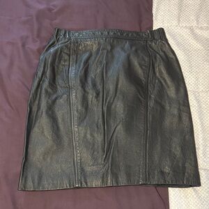 Vintage Black Genuine Leather Skirt
